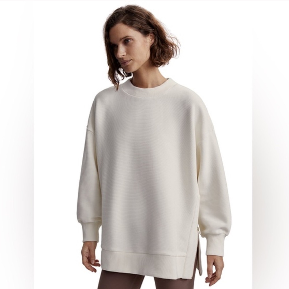 Varley cream longline side zip sweatshirt